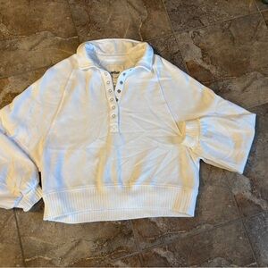 Aerie White Collared Women's Sweatshirt